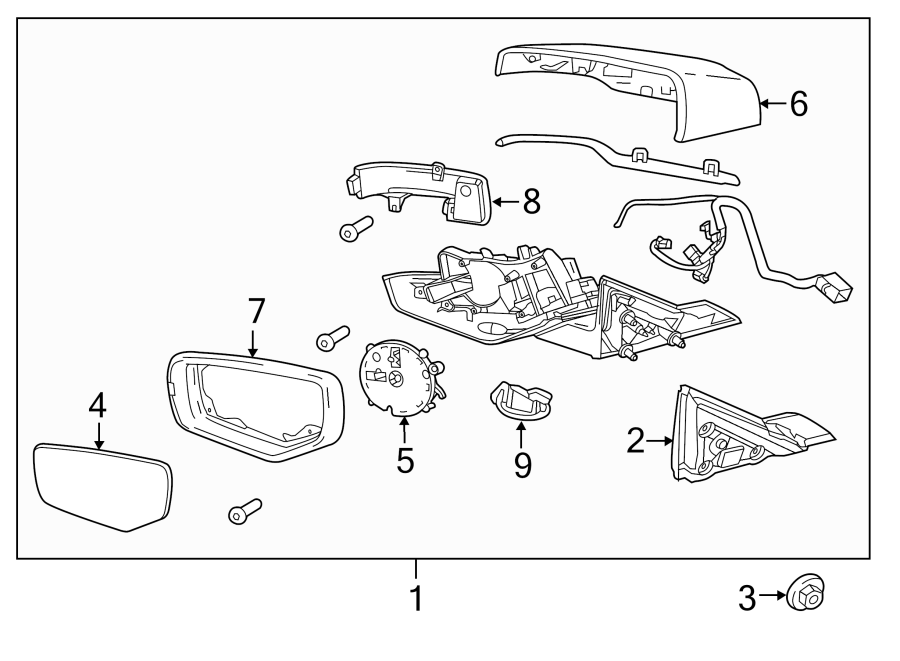 Diagram FRONT DOOR. OUTSIDE MIRRORS. for your 2025 Cadillac XT5   