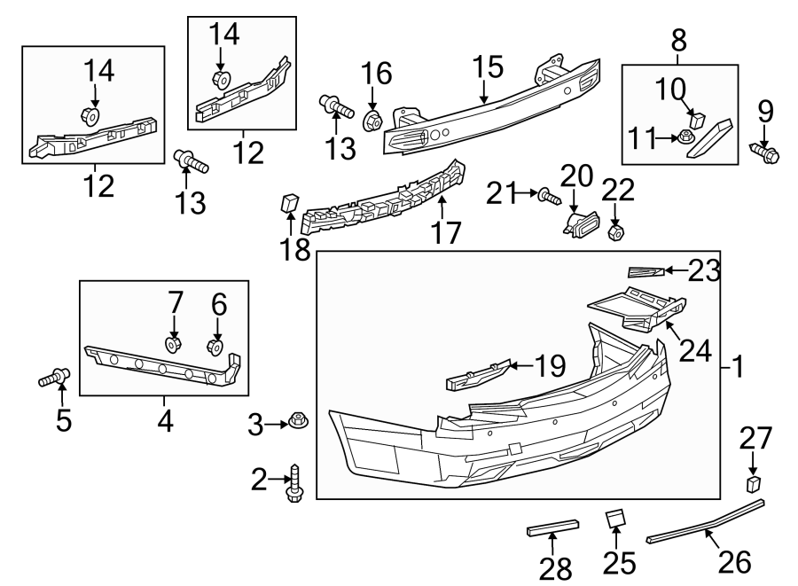 Diagram REAR BUMPER. BUMPER & COMPONENTS. for your 2017 Chevrolet Spark   