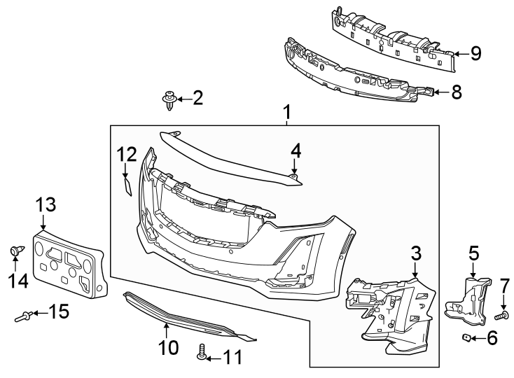 13Front bumper & grille. Bumper & components.https://images.simplepart.com/images/parts/motor/fullsize/BK20005.png