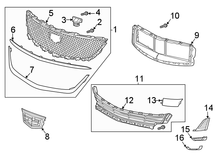 9Front bumper & grille. Grille & components.https://images.simplepart.com/images/parts/motor/fullsize/BK20015.png