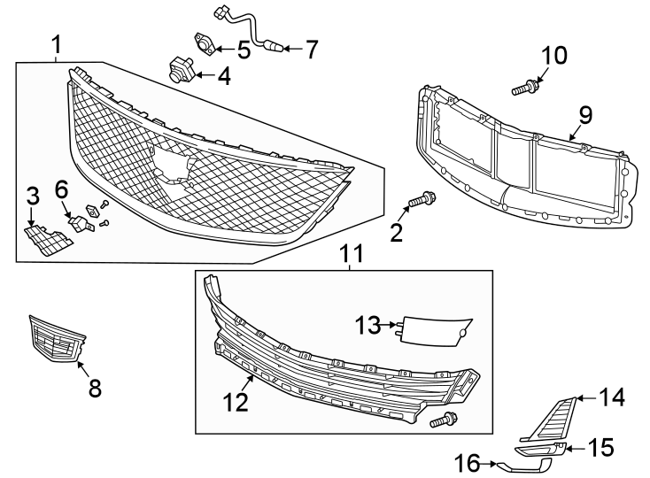 9Front bumper & grille. Grille & components.https://images.simplepart.com/images/parts/motor/fullsize/BK20022.png