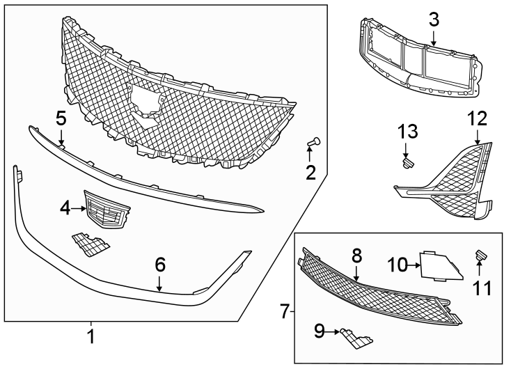 3Front bumper & grille. Grille & components.https://images.simplepart.com/images/parts/motor/fullsize/BK20035.png