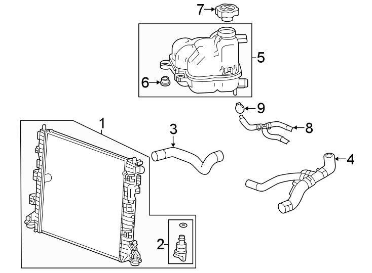 Diagram Radiator & components. for your 1995 Chevrolet K2500  Base Standard Cab Pickup Fleetside 4.3L Chevrolet V6 A/T 