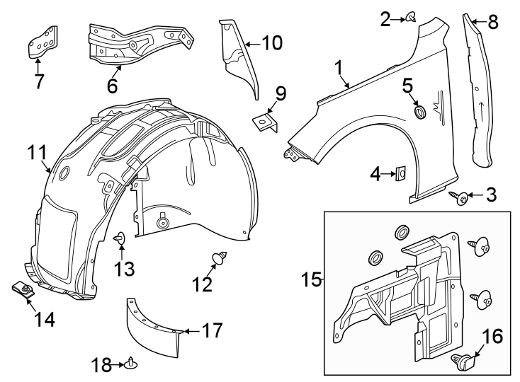 Diagram Fender & components. for your 2020 Cadillac XT4 Premium Luxury Sport Utility 2.0L A/T FWD 