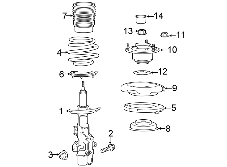 Diagram Front suspension. Struts & components. for your 2011 GMC Sierra 2500 HD 6.6L Duramax V8 DIESEL A/T RWD WT Extended Cab Pickup Fleetside 