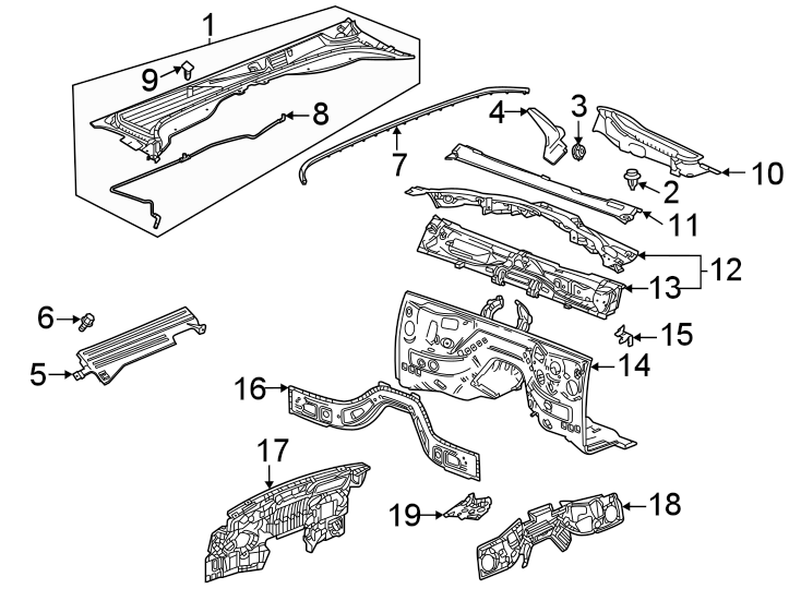 Diagram Cowl. for your 2008 Chevrolet Impala   