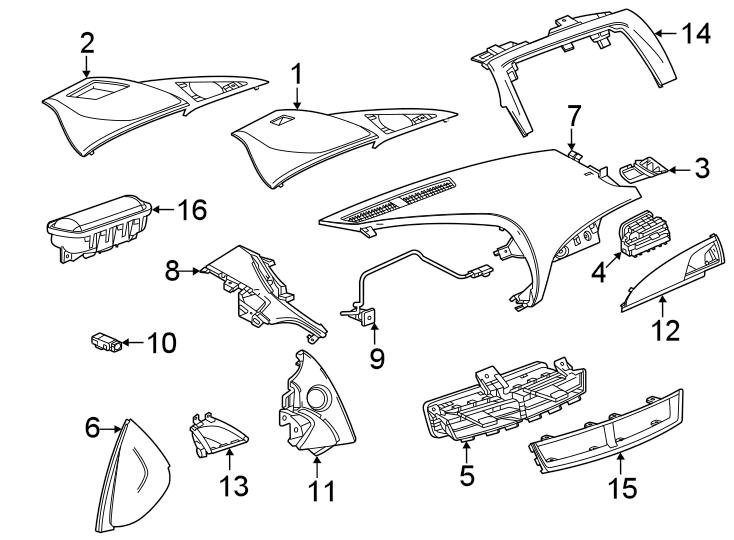 Diagram Instrument panel components. for your 2025 Chevrolet Corvette Z06 Convertible  