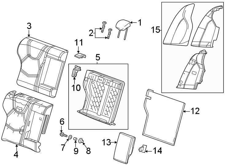 Diagram Seats & tracks. Rear seat components. for your 2018 Cadillac ATS Premium Luxury Coupe 3.6L V6 A/T RWD 