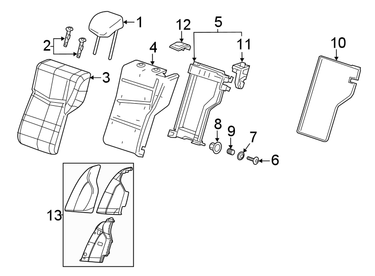 Diagram Seats & tracks. Rear seat components. for your Cadillac ATS  