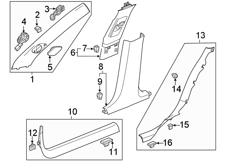 Diagram Pillars. Rocker & floor. Interior trim. for your Cadillac