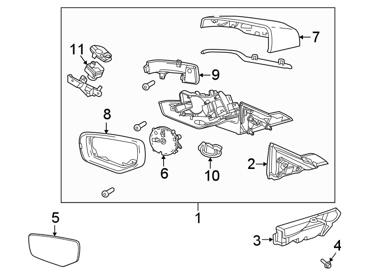 Diagram Front door. Outside mirrors. for your 2022 Cadillac CT5   