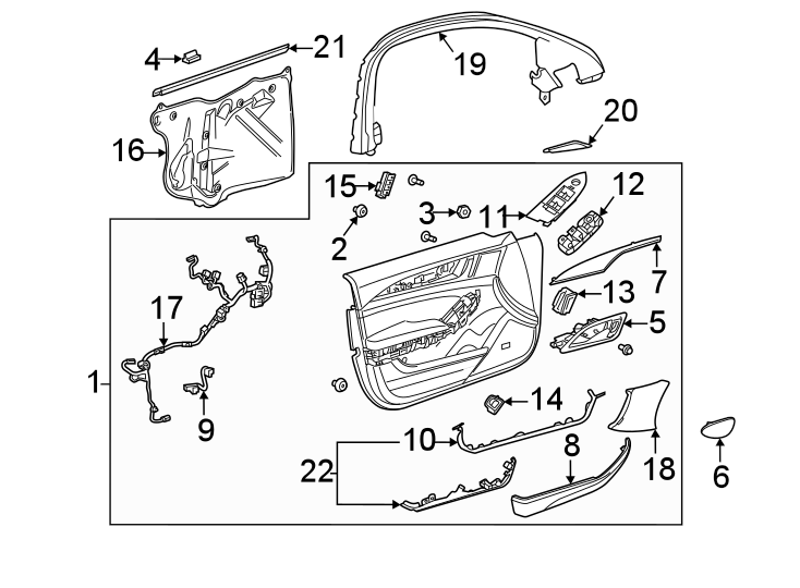 Diagram Front door. Interior trim. for your 2002 Buick Century   