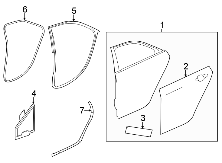 Diagram Rear door. Door & components. for your Buick