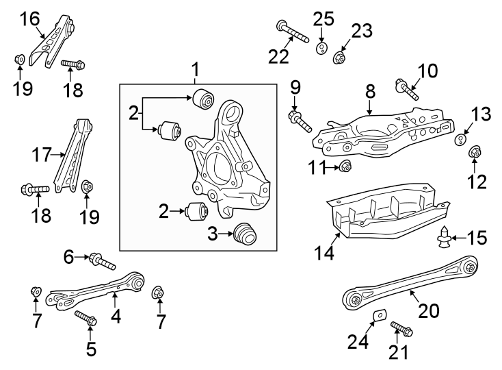 Diagram Rear suspension. Suspension components. for your 2021 Chevrolet Camaro 6.2L V8 A/T ZL1 Convertible 