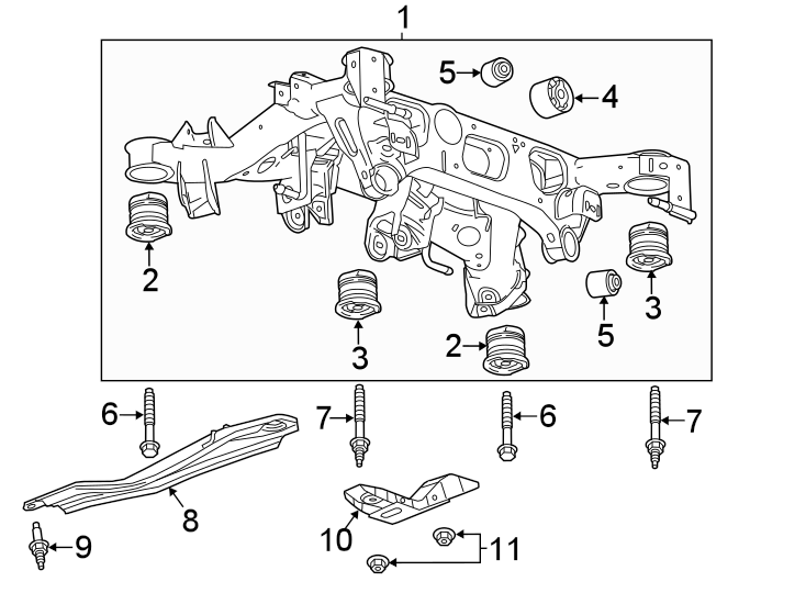 Diagram Rear suspension. Suspension mounting. for your Cadillac XT4  