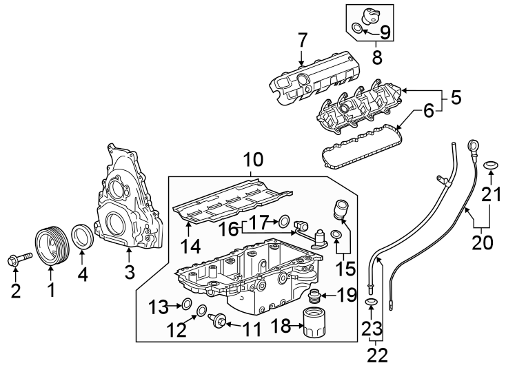 Diagram Engine parts. for your 2023 Cadillac XT5 Livery Hearse  