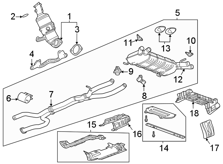 Diagram Exhaust system. for your 2018 Chevrolet Equinox 1.6L DIESEL A/T 4WD LT Sport Utility 