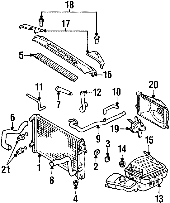 Diagram COOLING FAN. RADIATOR & COMPONENTS. for your 2021 Chevrolet Express 2500   