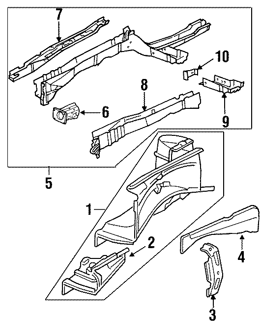 Diagram FENDER. STRUCTURAL COMPONENTS & RAILS. for your 2016 Chevrolet Camaro 6.2L V8 M/T SS Coupe 