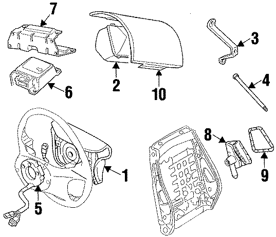 Diagram RESTRAINT SYSTEMS. AIR BAG COMPONENTS. for your Cadillac Catera  