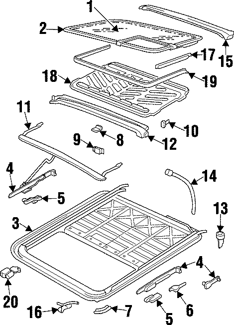 Full size assembly image of SUNROOF. (1/1)