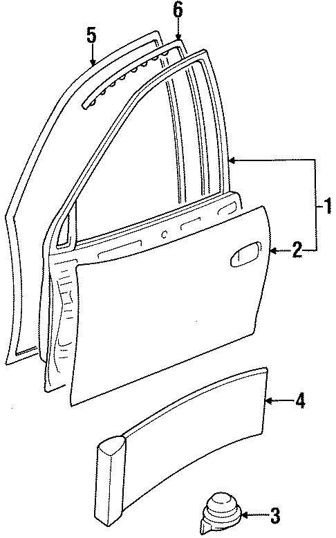 Diagram FRONT DOOR. DOOR & COMPONENTS. for your 2003 Pontiac Grand Am   