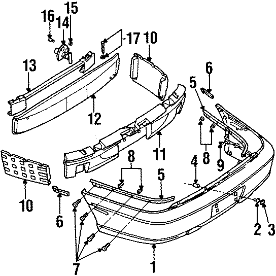 Diagram REAR BUMPER. BUMPER & COMPONENTS. for your 2019 GMC Sierra 2500 HD 6.0L Vortec V8 A/T RWD Base Crew Cab Pickup Fleetside 