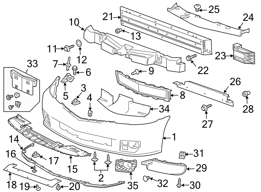 Diagram FRONT BUMPER. BUMPER & COMPONENTS. for your 2007 GMC Sierra 1500 Classic SLE Standard Cab Pickup 4.8L Vortec V8 A/T RWD 