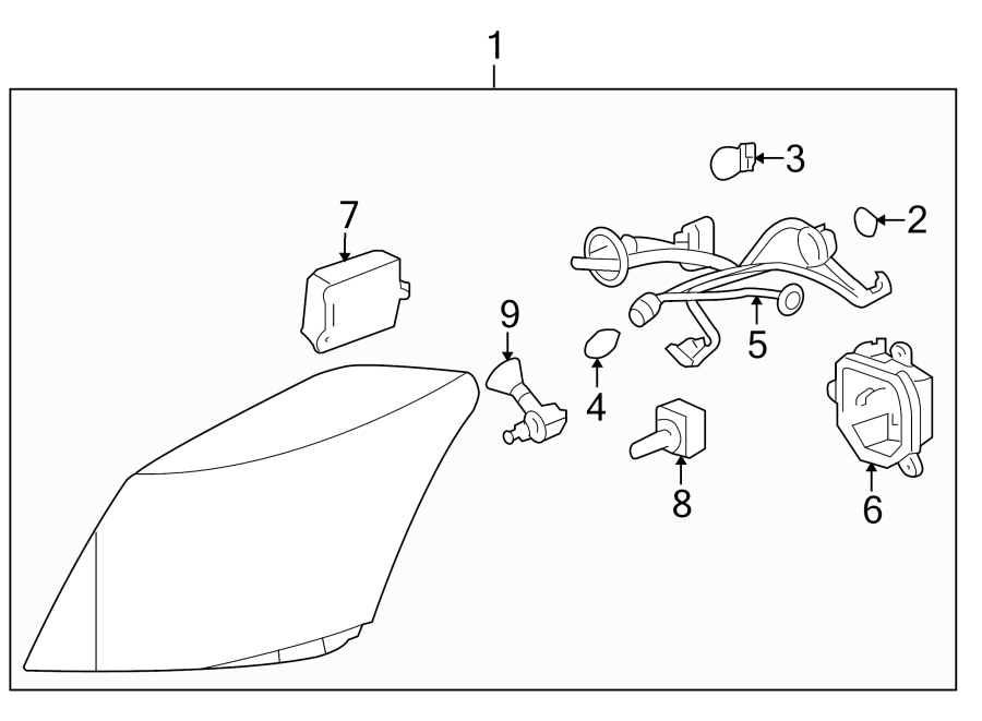 Diagram FRONT LAMPS. HEADLAMP COMPONENTS. for your 2003 GMC Sierra 2500 HD 8.1L Vortec V8 A/T 4WD SLT Extended Cab Pickup 