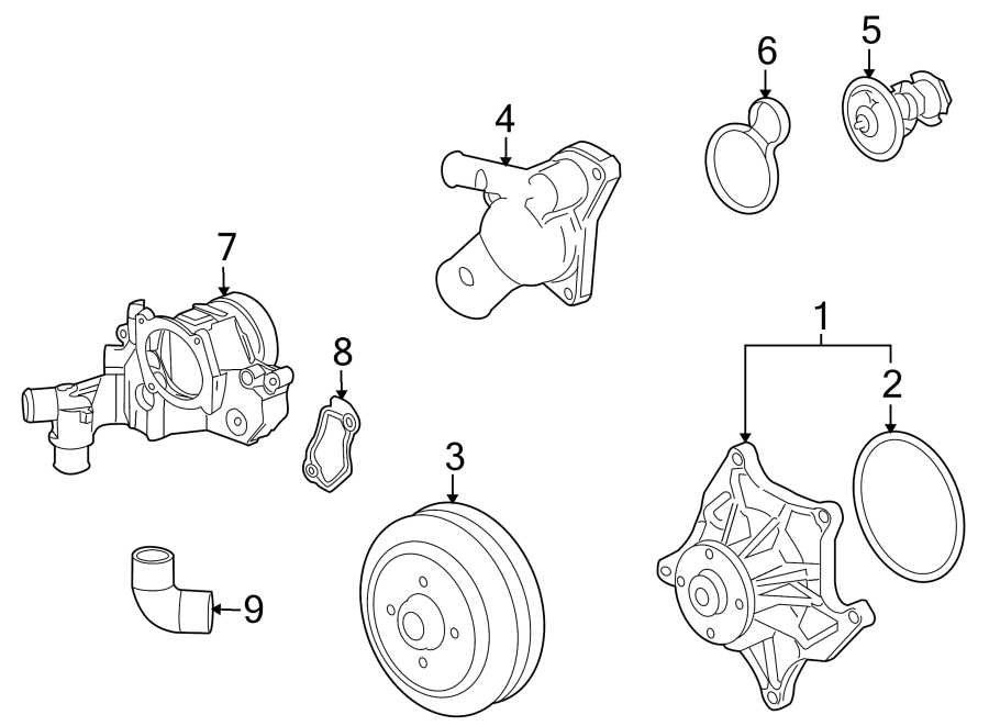 Diagram WATER PUMP. for your 2014 Buick Enclave    