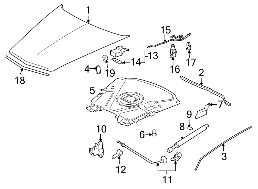 Diagram EXTERIOR TRIM. HOOD & COMPONENTS. for your 2007 GMC Sierra 1500 Classic SLE Standard Cab Pickup  