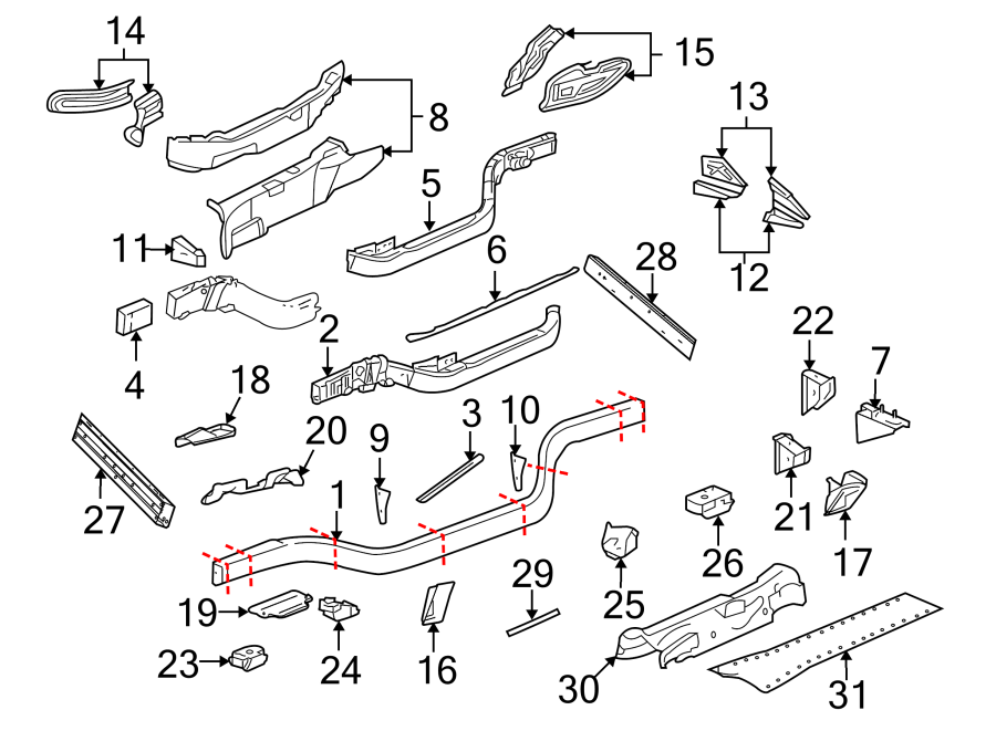 Diagram Frame & components. for your 2019 Chevrolet Suburban    