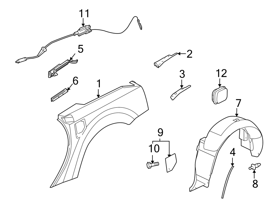 Diagram QUARTER PANEL & COMPONENTS. for your 2005 Chevrolet Express 1500   