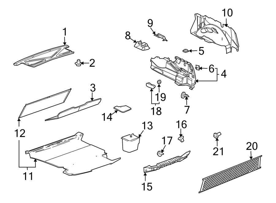 Diagram REAR BODY & FLOOR. INTERIOR TRIM. for your 2017 Cadillac ATS   