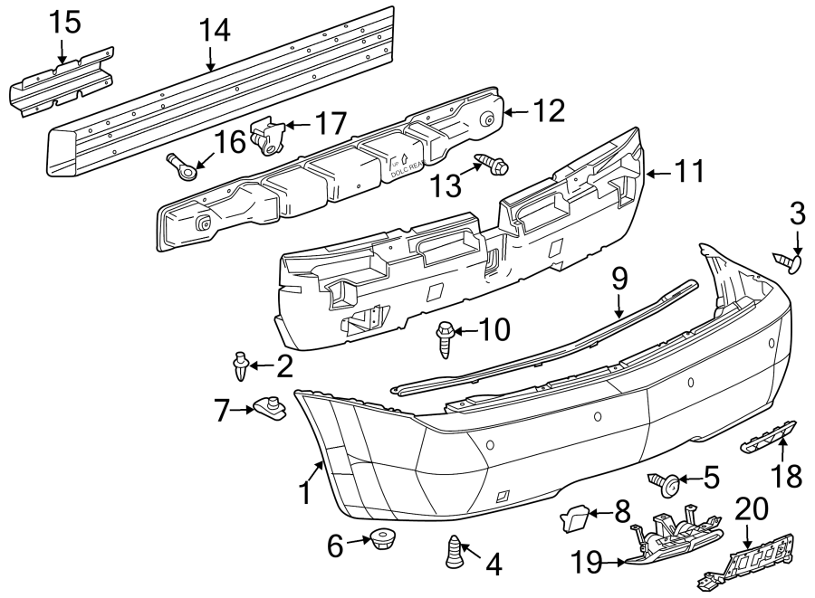 Diagram REAR BUMPER. BUMPER & COMPONENTS. for your 2017 Chevrolet Spark  LT Hatchback 