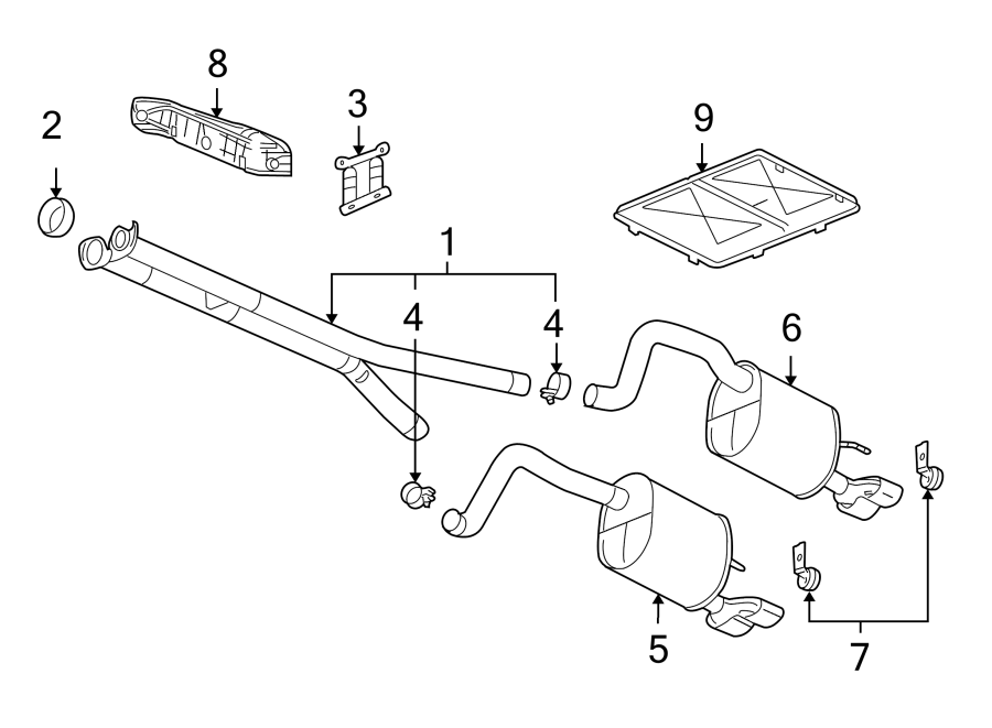 Diagram EXHAUST SYSTEM. EXHAUST COMPONENTS. for your 2021 Chevrolet Camaro 6.2L V8 M/T LT1 Coupe 