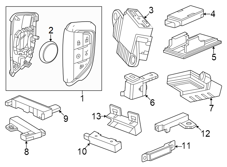 Diagram Keyless entry components. for your 2020 Chevrolet Spark 1.4L Ecotec CVT LT Hatchback 