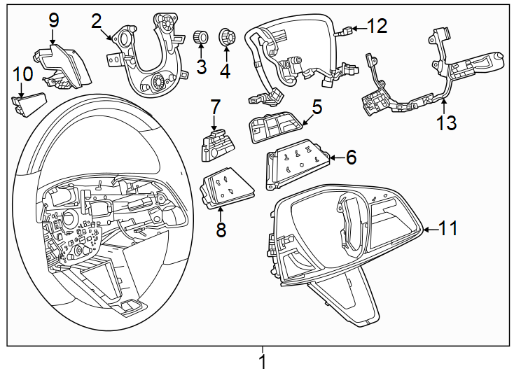 Diagram Steering wheel & trim. for your Cadillac LYRIQ  