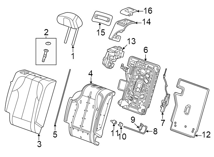 Diagram Seats & tracks. Rear seat components. for your Cadillac ATS  