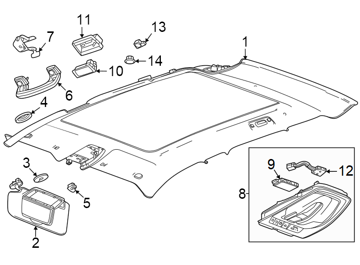 8Roof. Interior trim.https://images.simplepart.com/images/parts/motor/fullsize/BL23445.png