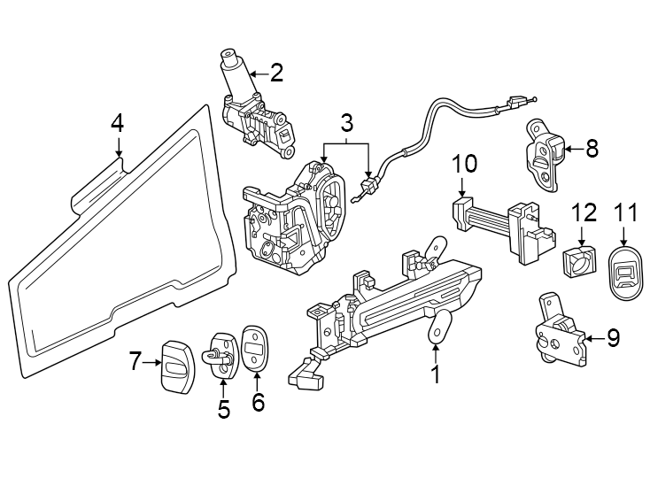 Diagram Rear door. Lock & hardware. for your 2009 Pontiac G5   