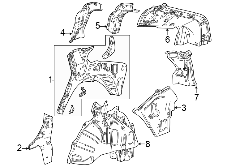 4Quarter panel. Inner structure.https://images.simplepart.com/images/parts/motor/fullsize/BL23550.png