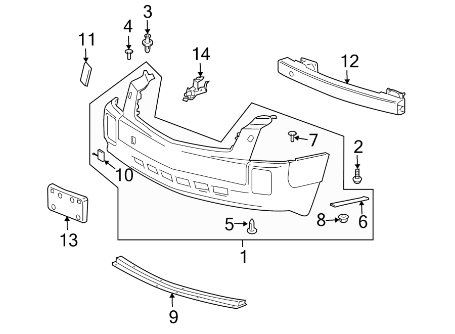 1FRONT BUMPER. BUMPER & COMPONENTS.https://images.simplepart.com/images/parts/motor/fullsize/BN04005.png