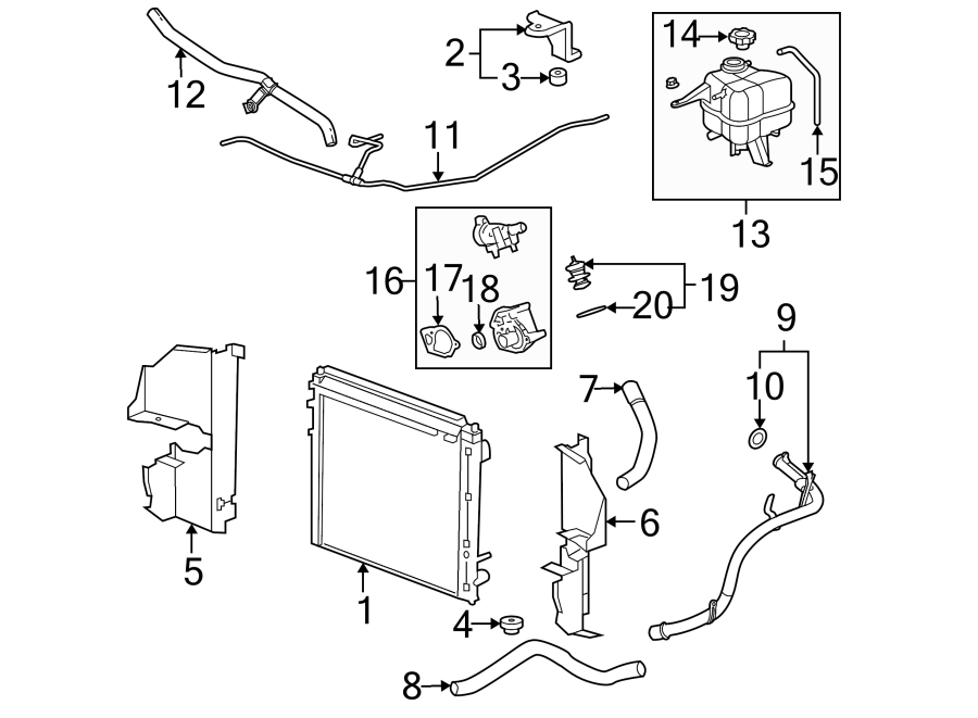 Diagram RADIATOR & COMPONENTS. for your 2007 Chevrolet Equinox   