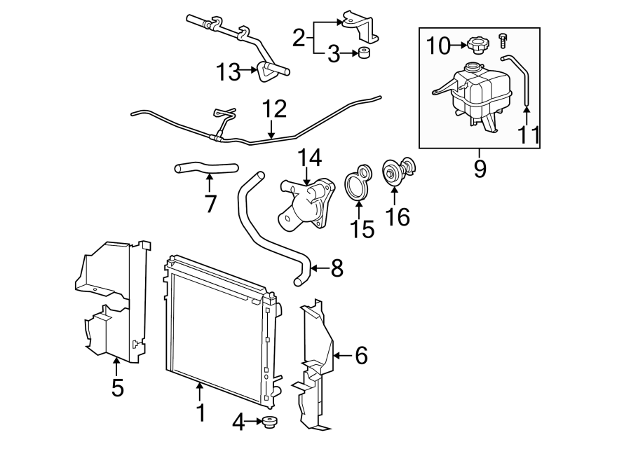 Diagram RADIATOR & COMPONENTS. for your Chevrolet