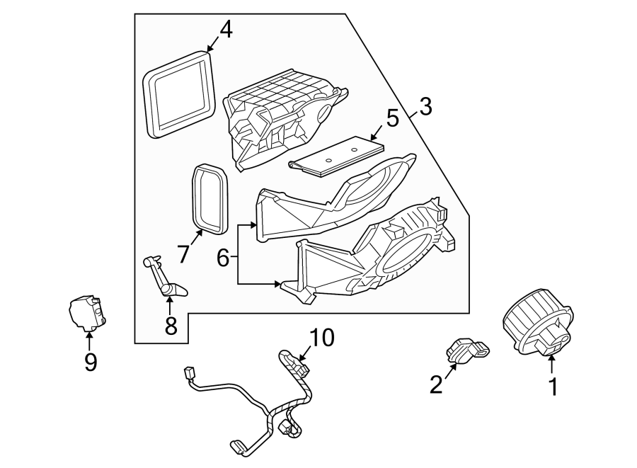 Diagram AIR CONDITIONER & HEATER. BLOWER MOTOR & FAN. for your 2013 Buick Enclave    