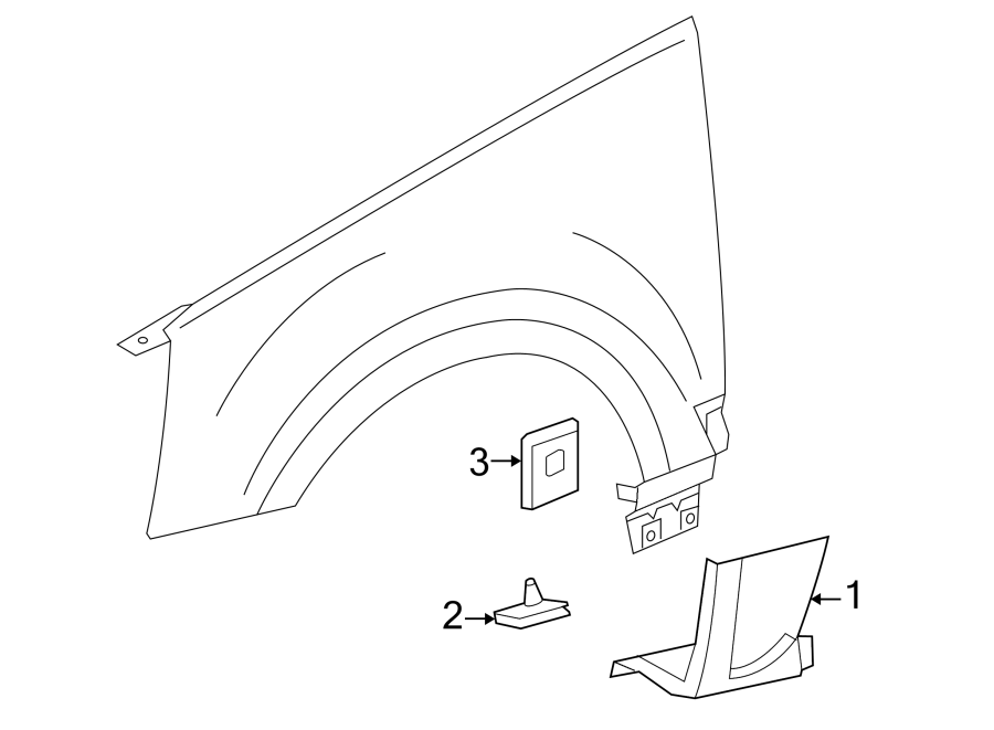 Diagram FENDER. EXTERIOR TRIM. for your 2021 Chevrolet Suburban    