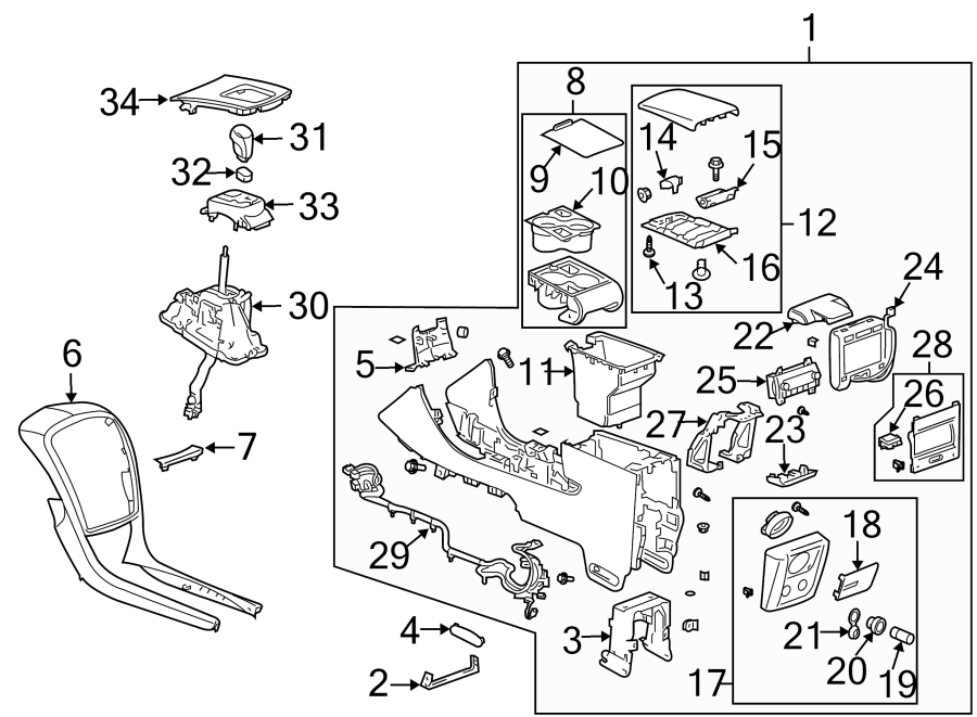 Diagram FRONT CONSOLE. for your Buick