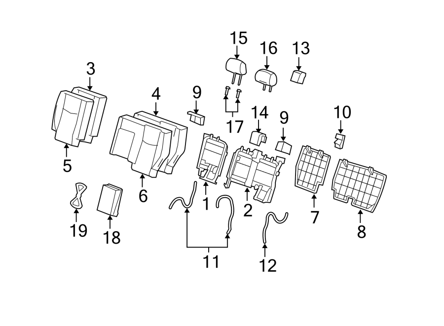 Diagram SEATS & TRACKS. SECOND ROW SEATS. for your 2005 Chevrolet Trailblazer   