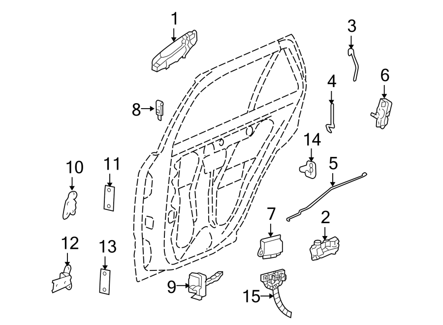 Diagram REAR DOOR. LOCK & HARDWARE. for your 2011 Buick Lucerne   